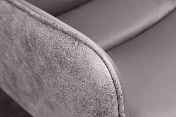 Chaise de bureau taupe noir en cuir tissu métal sans roulettes