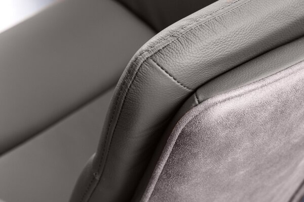 Chaise de bureau taupe noir en cuir tissu métal sans roulettes