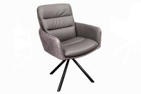 Chaise de bureau taupe noir en cuir tissu m&eacute;tal...
