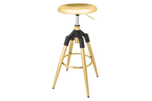 Tabouret de bar réglable en hauteur métal doré noir