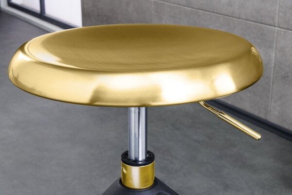 Tabouret de bar réglable en hauteur métal doré noir