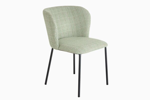 Chaise de salle à manger Bouclé en vert rose à carreaux sans accoudoirs