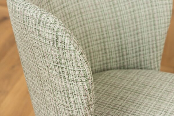 Chaise de salle à manger Bouclé en vert rose à carreaux sans accoudoirs