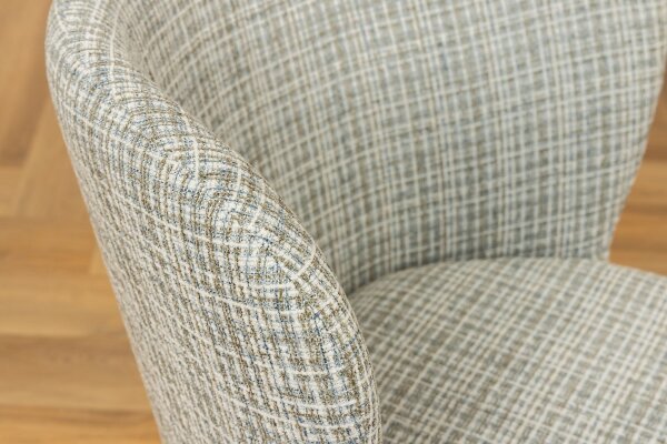 Chaise de salle à manger Blanc Bleu à carreaux Bouclé Métal sans accoudoirs
