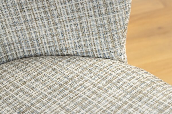 Chaise de salle à manger Blanc Bleu à carreaux Bouclé Métal sans accoudoirs