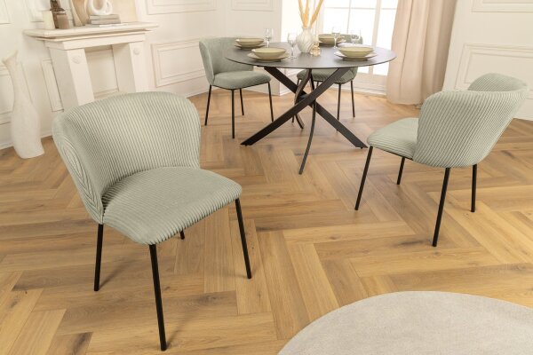 Chaise de salle à manger Cordon Métal in Mint Vert Noir sans accoudoirs