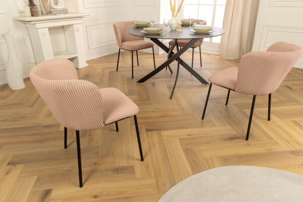 Chaise de salle à manger Cordon Métal Rose Noir sans accoudoirs