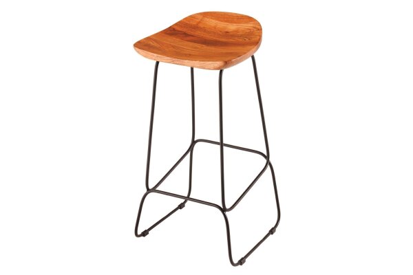 Chaise de comptoir bois métal avec repose-pieds sans dossier
