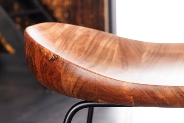 Chaise de comptoir bois métal avec repose-pieds sans dossier