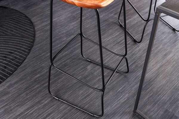 Chaise de comptoir bois métal avec repose-pieds sans dossier