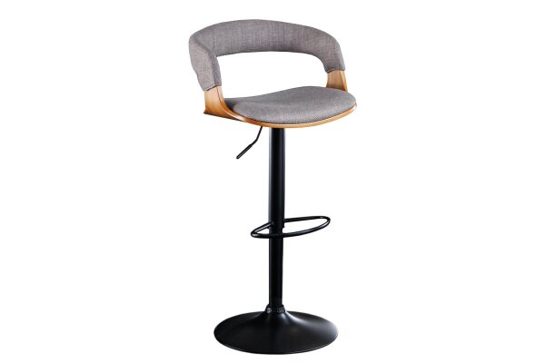 Chaise de comptoir avec dossier réglable en hauteur Tissu Placage bois Métal