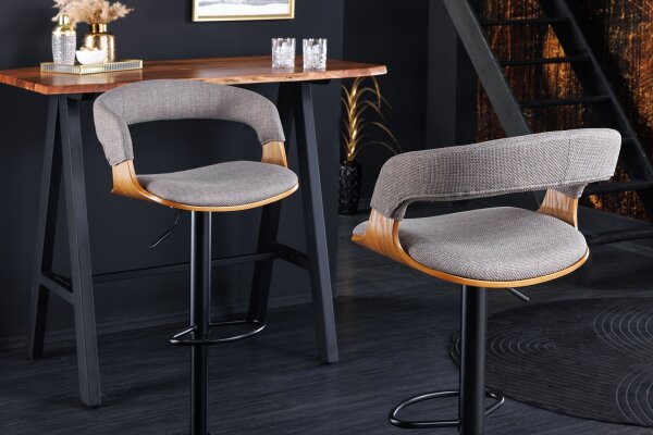 Chaise de comptoir avec dossier réglable en hauteur Tissu Placage bois Métal