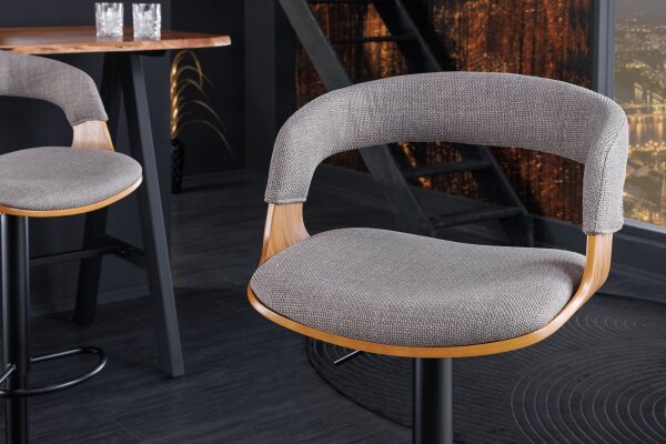 Chaise de comptoir avec dossier réglable en hauteur Tissu Placage bois Métal