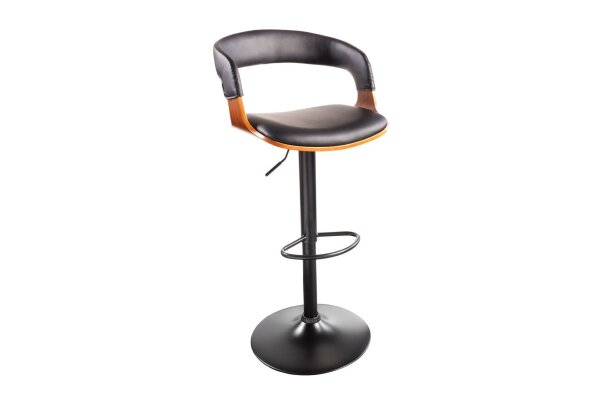 Chaise de bar simili-cuir plaqué bois métal noir réglable en hauteur