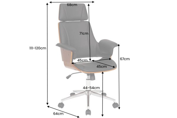 Chaise de bureau réglable en hauteur similicuir plaqué