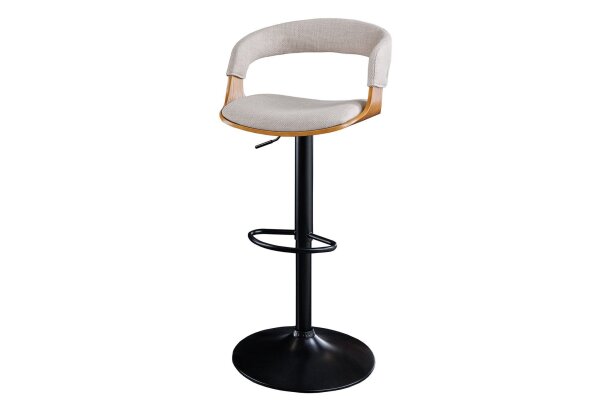 Tabouret de bar réglable en hauteur Tissu Plaqué bois beige naturel