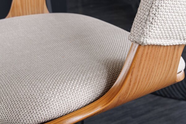 Tabouret de bar réglable en hauteur Tissu Plaqué bois beige naturel