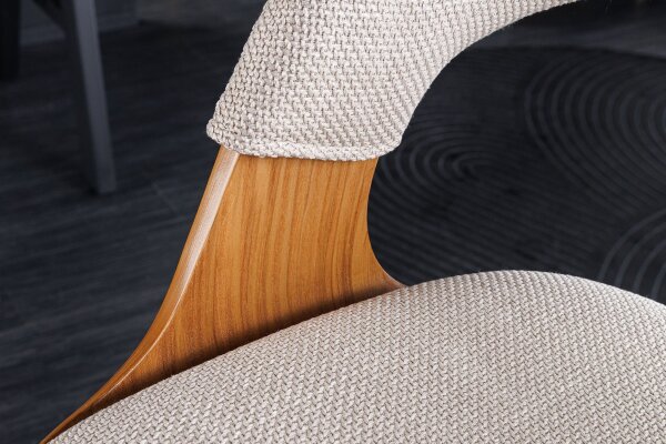 Tabouret de bar réglable en hauteur Tissu Plaqué bois beige naturel