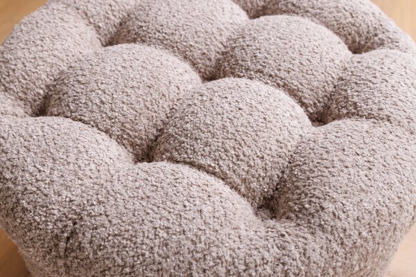 Pouf avec espace de rangement Ø 50 cm H : 43 cm Bouclé Crème Beige