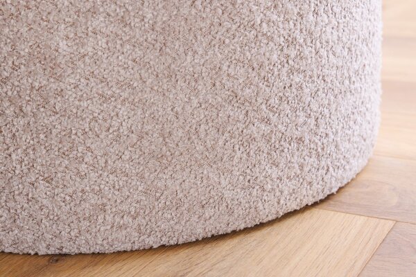 Pouf avec espace de rangement Ø 50 cm H : 43 cm Bouclé Crème Beige