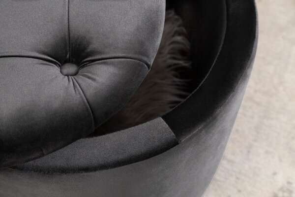 Pouf velours métal avec espace de rangement Ø 50 cm Gris foncé