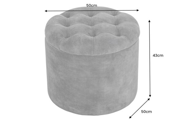 Pouf velours métal avec espace de rangement Ø 50 cm Gris foncé