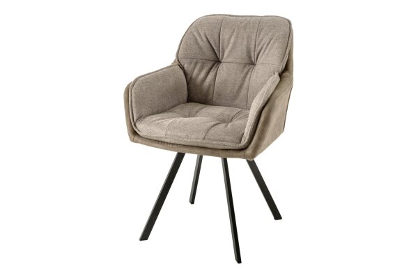 Chaise de bureau sans roulettes en tissu métal taupe noir