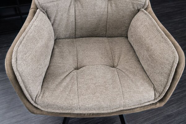 Chaise de bureau sans roulettes en tissu métal taupe noir