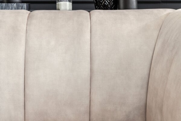 Fauteuil en velours Beige Crème 105 cm de large Coutures décoratives Rétro