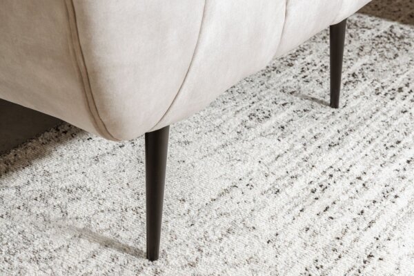 Fauteuil en velours Beige Crème 105 cm de large Coutures décoratives Rétro