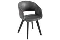 Chaise avec accoudoirs Tissu Métal gris noir L :...