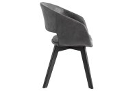 Chaise avec accoudoirs Tissu Métal gris noir L :...