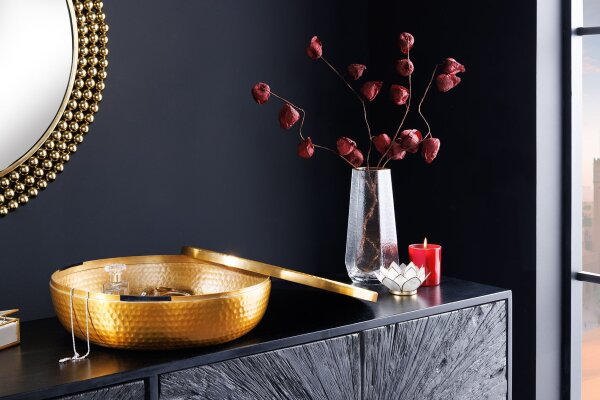 Coupe décorative ronde Ø 38 cm avec couvercle Travail manuel en or