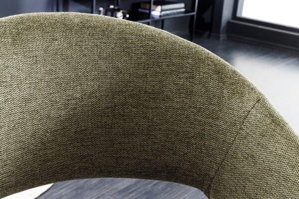 Chaise de salle à manger Tissu Métal avec accoudoirs Vert Noir