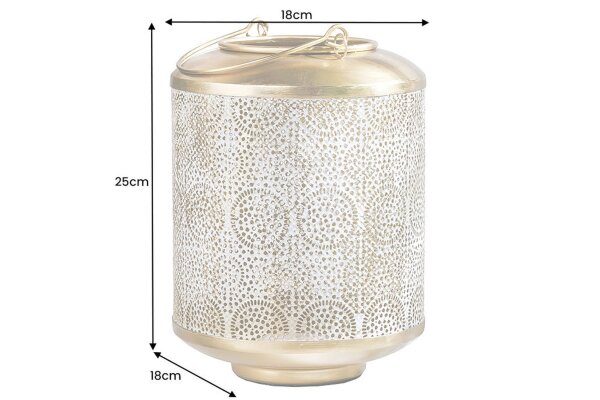 Lanterne Fer Ø 18 cm Blanc Or Artisanat REMUS