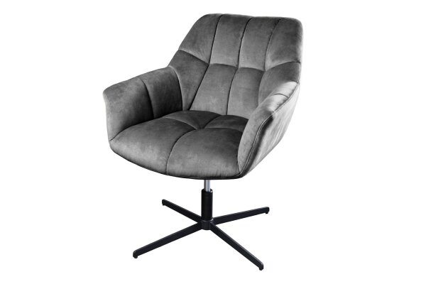 Chaise de bureau Gris Noir sans roulettes réglable en hauteur