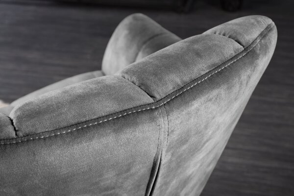 Chaise de bureau Gris Noir sans roulettes réglable en hauteur
