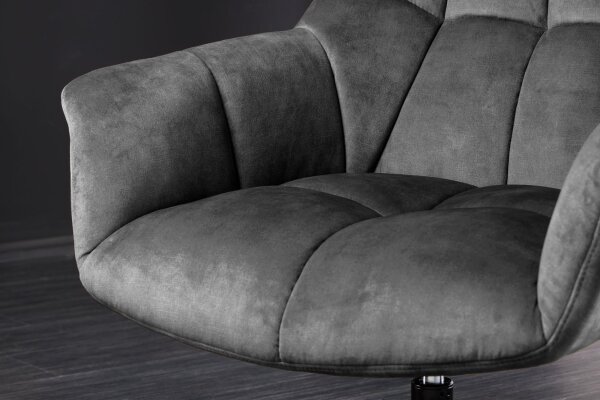 Chaise de bureau Gris Noir sans roulettes réglable en hauteur