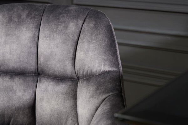 Fauteuil de bar avec dossier velours métal gris noir SONIA