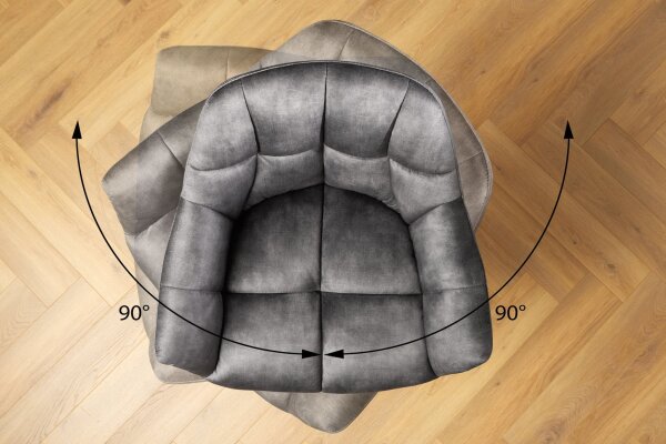 Fauteuil de bar avec dossier velours métal gris noir SONIA