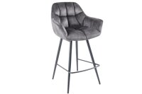 Fauteuil de bar avec dossier velours m&eacute;tal gris...