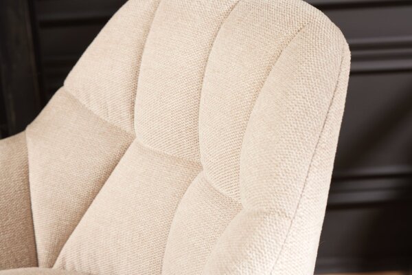 Chaise de comptoir avec dossier Tissu Métal Crème Beige Noir