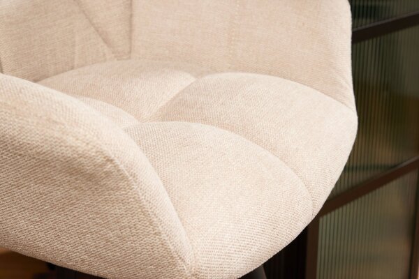 Chaise de comptoir avec dossier Tissu Métal Crème Beige Noir