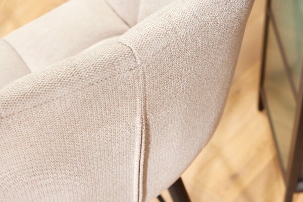 Chaise de comptoir avec dossier Tissu Métal Crème Beige Noir