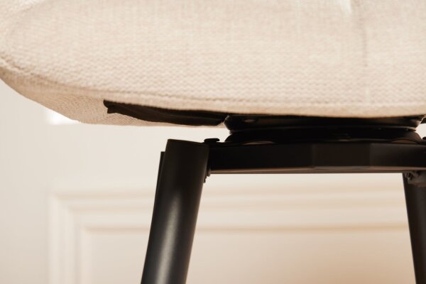 Chaise de comptoir avec dossier Tissu Métal Crème Beige Noir