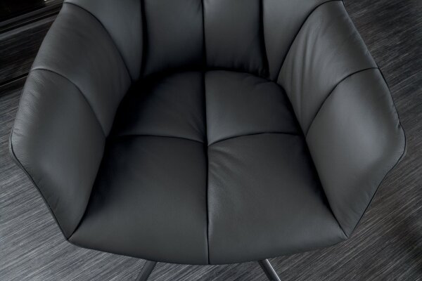 Chaise de bureau cuir métal L : 65 cm sans roulettes noir pivotant