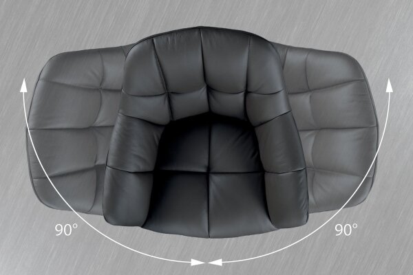 Chaise de bureau cuir métal L : 65 cm sans roulettes noir pivotant
