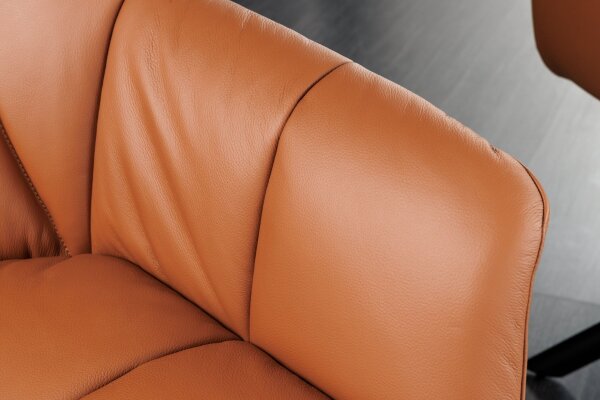 Chaise pivotante cuir métal L : 65 cm sans roulettes en cognac noir