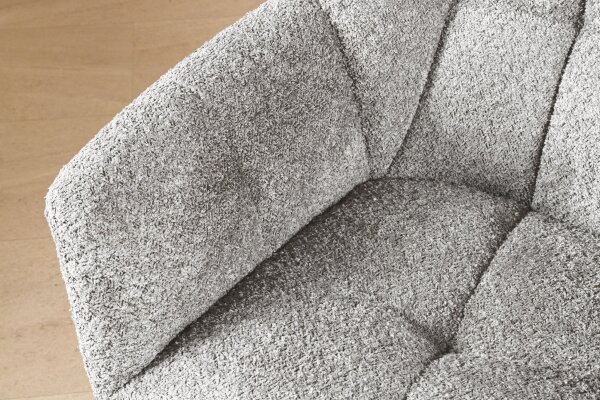 Chaise de bureau sans roulettes Gris Noir Bouclé Métal Rétro