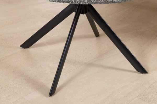 Chaise de bureau sans roulettes Gris Noir Bouclé Métal Rétro